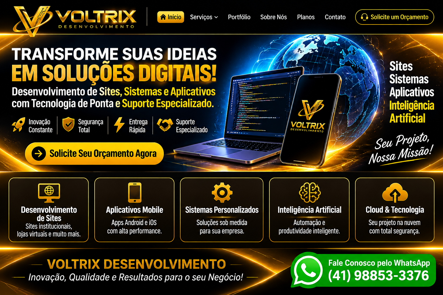 Voltrix Desenvolvimento — soluções digitais, sites, sistemas e aplicativos